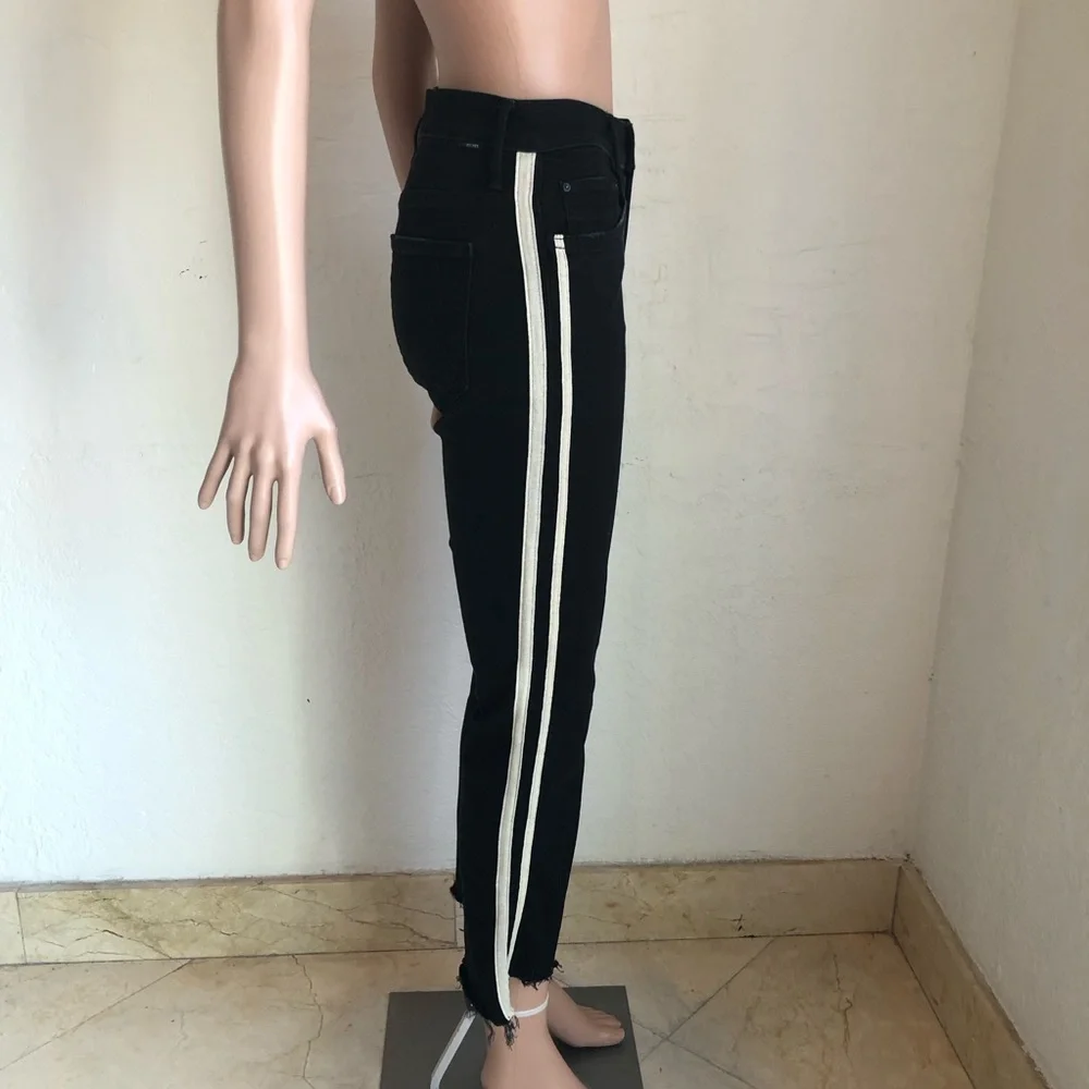 MOTHER The Insider Crop High-Rise Black/Cream Denim Jeans Pants Women’s Size 27